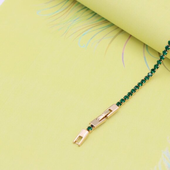 "Rose Gold Tennis Bracelet with Green Stones, XPBL0782 - Picture 5 of 12